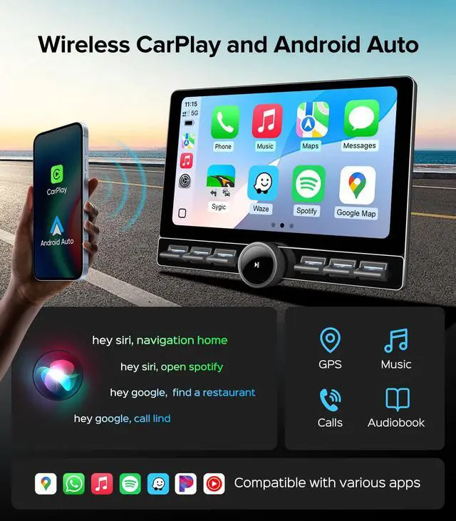 Alt view image 5 of 7 - 10in Car Stereo for Ford F150 F250 F350 2004-2016 CarPlay Auto | Fits F150 04-08 F250 F350 08-16, Work Glove Knob Keybutton, 4G+64GB ROM for Offline Maps, QLED Screen, 1080P Back Up Camera