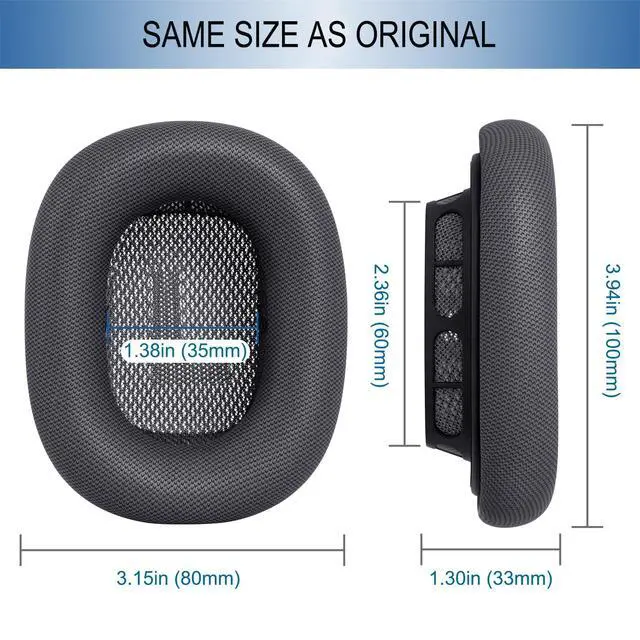 Alt view image 7 of 7 - Upgraded Ear Cushions Replacement Earpads for AirPods Max 1 & 2 Headphones, Protein Leather Ear Pads Ear Covers Cups with Memory Foam and Magnet for AirPods Max 1 & 2 (Space Gray)