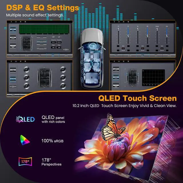 Alt view image 7 of 7 - (8Core + Android 15) Car Radio Stereo for Jeep Wrangler JK 2007-2018, for Dodge Ram 2009-2012, 10.2 Inch QLED Touch Screen with Wireless Carplay&Android Auto&Mirrolink,GPS Navigation&FM Radio