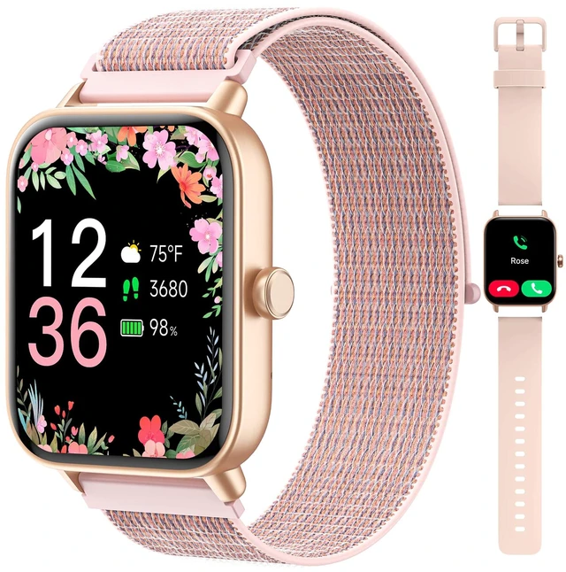 Main image of Smart Watches for Women, 1.85" Alexa Fitness Trackers with Call & SMS, Heart Rate, SpO2, Stress & Sleep Monitor, IP68 Waterproof Smartwatch for Android iPhone Samsung etc., 100+ Sports Modes, 2 Bands