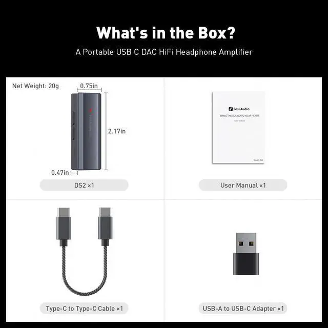 Alt view image 7 of 7 - DS2 USB C to AUX Headphone Amp DAC Dongle 3.5mm Jack Audio Portable Amplifier Dual Output DSD256 4.4mm Balanced High Resolution CS43131 for iPhone 15 Pro Max Plus iPad Android Phone