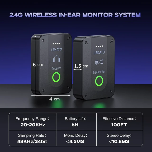 Alt view image 6 of 7 - Wireless in Ear Monitor System MS-02, Upgraded 2.4G Stereo IEM System Low Latency with Transmitter Beltpack Receiver Auto-Pairing,One to More, in-Ear Monitoring for Church,Band,Singer,Stage