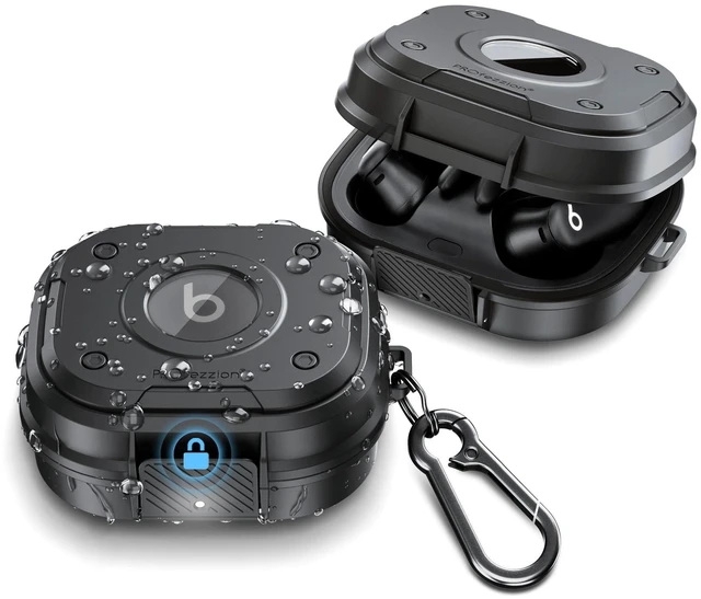 Main image of for Beats Powerbeats Pro 2 Case Cover with Lock, Heavy Duty Full Coverage Hard Shell Protector, Secure Locking Latch, IPX5 Water-resistant, Jet Black (Not for the Powerbeats Pro 1)