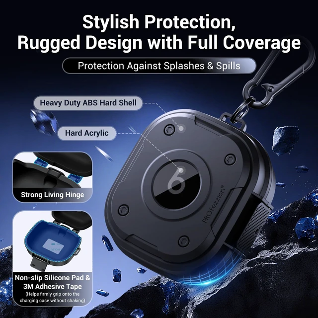 Alt view image 3 of 7 - for Beats Powerbeats Pro 2 Case Cover with Lock, Heavy Duty Full Coverage Hard Shell Protector, Secure Locking Latch, IPX5 Water-resistant, Jet Black (Not for the Powerbeats Pro 1)