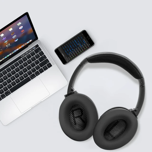Alt view image 7 of 7 - Replacement Kit for Bose QC35/QC35 ii - Black Ear Pads Cushions+Headband+Silicone Sweat Cover for (QuietComfort35 & Quiet Comfort35 ii) Headphones