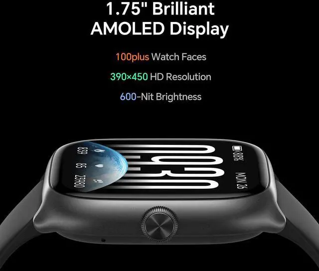 Alt view image 2 of 7 - Smart Watch for Women Men, 1.75" AMOLED, Compatible iPhone & Android | Fitness Tracker with 3 Bands, 3ATM Waterproof, Answer & Make Calls, 24/7 Heart Rate/SpO2/Sleep Monitor, Smartwatch Gifts