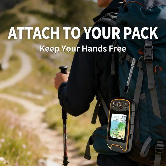 Alt view image 7 of 7 - Handheld GPS for Hiking, Rugged and Waterproof Handheld GPS Navigator, 3.2" Sunlight Readable Screen, Compact Satellite Handheld GPS with USA Topo Map, Multi-GNSS Support, Extra Battery Life