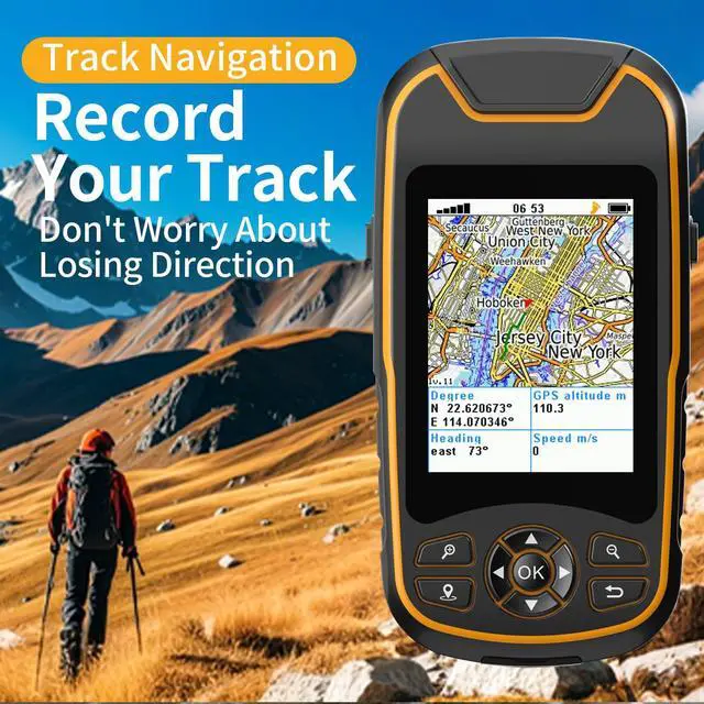 Alt view image 3 of 7 - Handheld GPS for Hiking, Rugged and Waterproof Handheld GPS Navigator, 3.2" Sunlight Readable Screen, Compact Satellite Handheld GPS with USA Topo Map, Multi-GNSS Support, Extra Battery Life