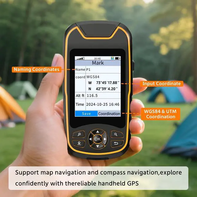 Alt view image 4 of 7 - Handheld GPS for Hiking, Rugged and Waterproof Handheld GPS Navigator, 3.2" Sunlight Readable Screen, Compact Satellite Handheld GPS with USA Topo Map, Multi-GNSS Support, Extra Battery Life