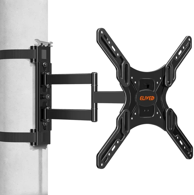 Main image of Pillar TV Mount for 26-60" TVs, No Drill Column TV Bracket for Gazebo Patio Full Motion Swivel, Tilt, Level, Heavy Duty Post Mount for Pergola, Fits Multi-Shaped Poles, Max VESA 400x400mm, 77 Lbs