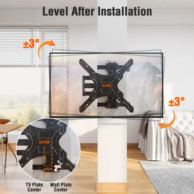 Alt view image 7 of 7 - Pillar TV Mount for 26-60" TVs, No Drill Column TV Bracket for Gazebo Patio Full Motion Swivel, Tilt, Level, Heavy Duty Post Mount for Pergola, Fits Multi-Shaped Poles, Max VESA 400x400mm, 77 Lbs