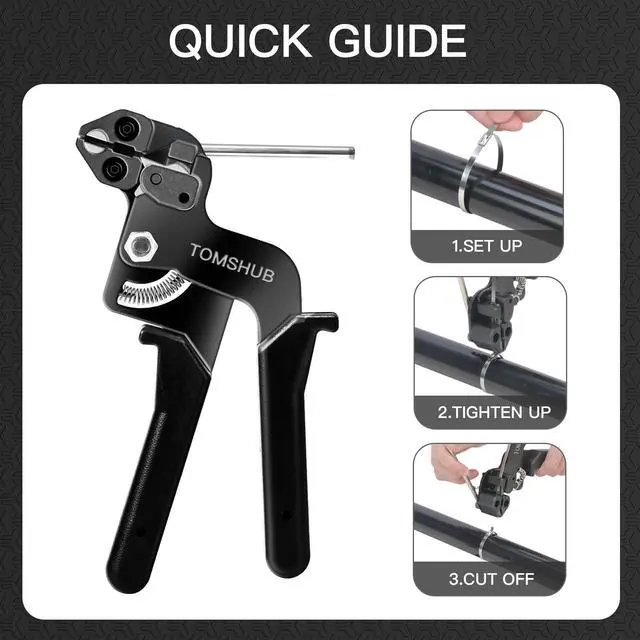 Alt view image 4 of 7 - Stainless Steel Cable Tie Gun with 100 Pcs 11.8 inch Metal Zip Ties Tool, Heavy Duty Self-locking Cable Tie Gun Kit for Fastening and Cutting Fence Exhaust Pipe Outdoor