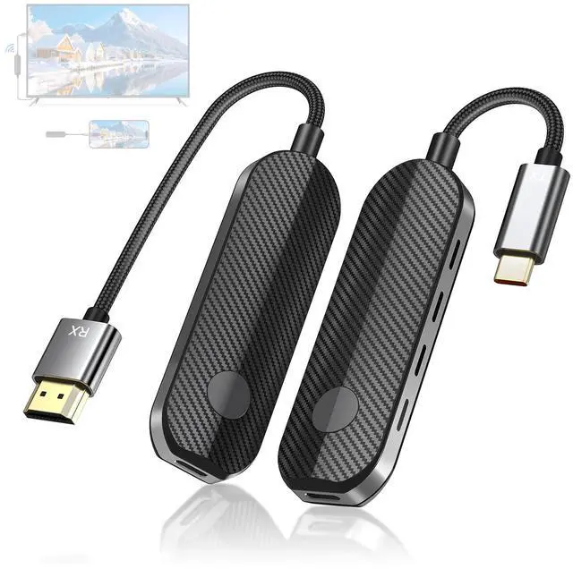 Main image of Wireless HDMI USB-C Transmitter and Receiver Kit,HDMI Wireless Adapter Compatible with iPhone 15-17/iPad/MacBook for TV/Projector,1080P@60Hz 4K Decoding,165ft Range, No WiFi Needed