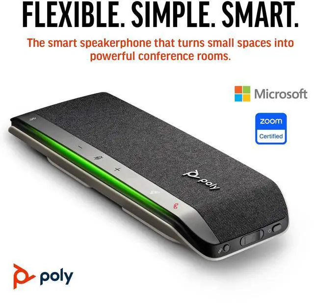 Alt view image 2 of 6 - Poly Sync 40 Smart Speakerphone (Plantronics) - Flexible Workspaces - Connect to PC/Mac via USB-A or USB-C and Smartphones via Bluetooth - Works with Teams, Zoom Amazon Exclusive