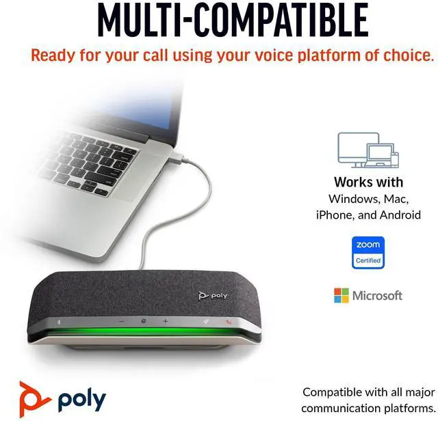 Alt view image 6 of 6 - Poly Sync 40 Smart Speakerphone (Plantronics) - Flexible Workspaces - Connect to PC/Mac via USB-A or USB-C and Smartphones via Bluetooth - Works with Teams, Zoom Amazon Exclusive