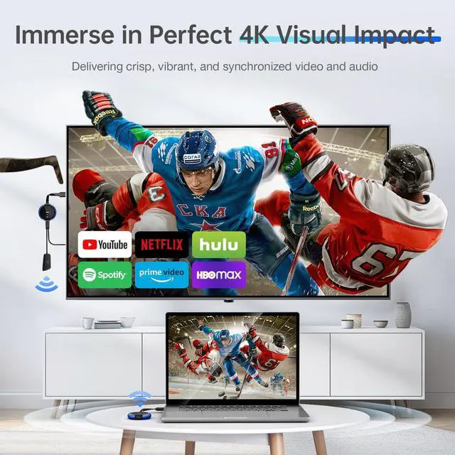 Alt view image 3 of 7 - USB C Wireless Transmitter and HDMI Receiver 4K, 2.4/5G HDMI Wireless Extender 165FT/50M, Cast Video and Audio from Laptop, MacBook, Surface, i-Pad, i-Phone 15/16 to Monitor, Projector, HDTV