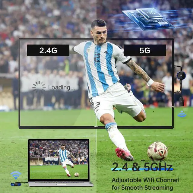 Alt view image 4 of 7 - USB C Wireless Transmitter and HDMI Receiver 4K, 2.4/5G HDMI Wireless Extender 165FT/50M, Cast Video and Audio from Laptop, MacBook, Surface, i-Pad, i-Phone 15/16 to Monitor, Projector, HDTV