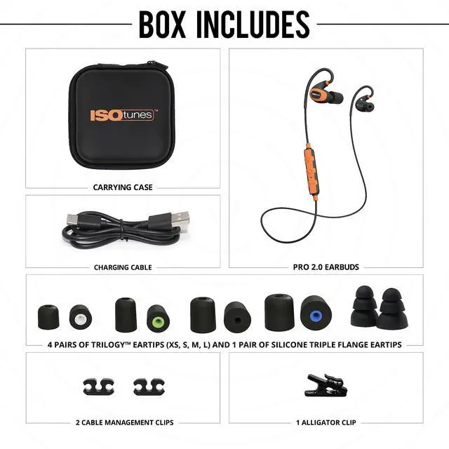 Alt view image 5 of 7 - Pro 2.0 Bluetooth Hearing Protection, OSHA Compliant Work Earbuds | 16+ hour battery, IP67 durability, noise-cancelling mic, 27 dB NRR, safety orange, professional work hearing protection