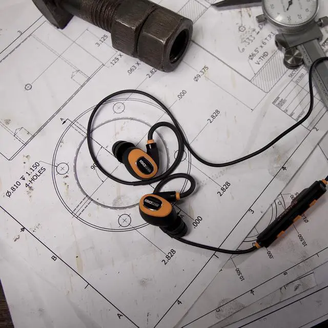Alt view image 6 of 7 - Pro 2.0 Bluetooth Hearing Protection, OSHA Compliant Work Earbuds | 16+ hour battery, IP67 durability, noise-cancelling mic, 27 dB NRR, safety orange, professional work hearing protection