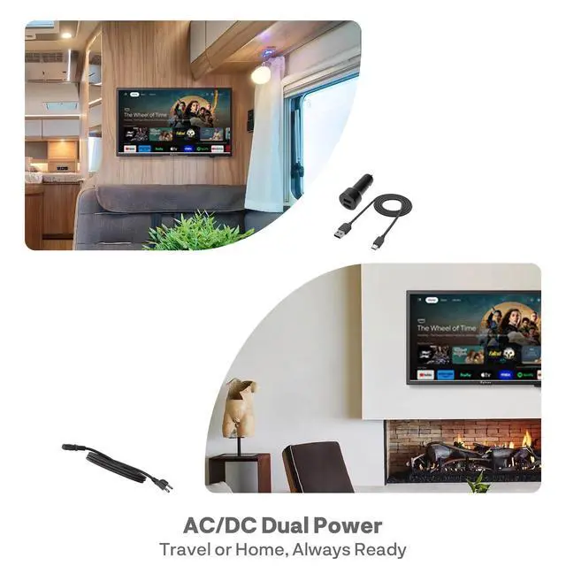 Alt view image 7 of 7 - 19-Inch RV TV, 12 Volt Smart TV with Google OS, 178° Wide Viewing, HDMI/USB Ports, AC/DC Power, Voltage Protection for Camper, Motorhome and RV Use