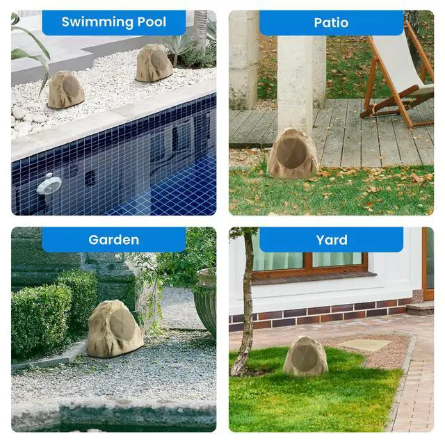 Alt view image 6 of 7 - 2R8S Outdoor Sandstone 8" Rock 2 Speaker Set for Deck Pool Spa Yard Garden