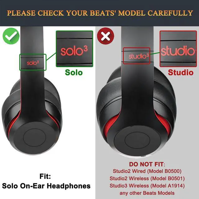 Alt view image 2 of 5 - Lambskin Earpads Cushions Replacement for Beats Solo 2 & Solo 3 Wireless On-Ear Headphones, Solo2 Solo3 Ear Pads with High-Density Foam, Added Thickness - White