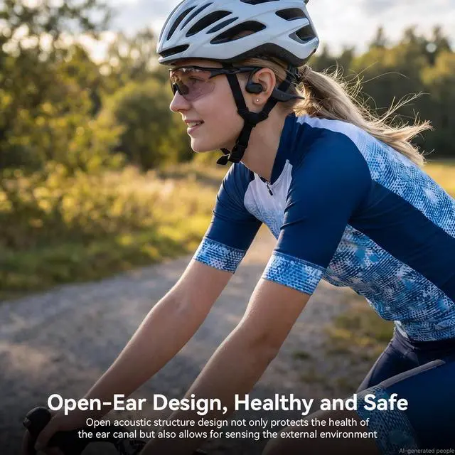 Alt view image 2 of 7 - Open Ear Headphones, Running Headphones Bluetooth 5.3, 14H Battery Sweatproof & Water-Resistant, Wireless with Built-in Mic for Sport, Cycling, Workout, Gift
