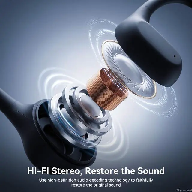 Alt view image 4 of 7 - Open Ear Headphones, Running Headphones Bluetooth 5.3, 14H Battery Sweatproof & Water-Resistant, Wireless with Built-in Mic for Sport, Cycling, Workout, Gift