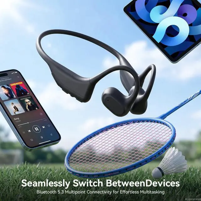 Alt view image 6 of 7 - Open Ear Headphones, Running Headphones Bluetooth 5.3, 14H Battery Sweatproof & Water-Resistant, Wireless with Built-in Mic for Sport, Cycling, Workout, Gift