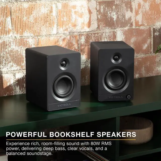 Alt view image 3 of 7 - Tempo - Bluetooth Bookshelf Speaker Pair - Black | Powered speaker pair with Auracast multi-speaker streaming, RCA, optical, aux and USB-C inputs, subwoofer output