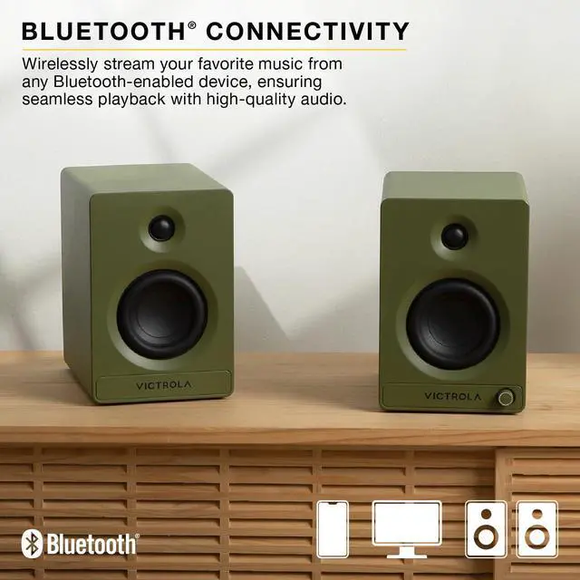 Alt view image 4 of 7 - Tempo - Bluetooth Bookshelf Speaker Pair - Black | Powered speaker pair with Auracast multi-speaker streaming, RCA, optical, aux and USB-C inputs, subwoofer output