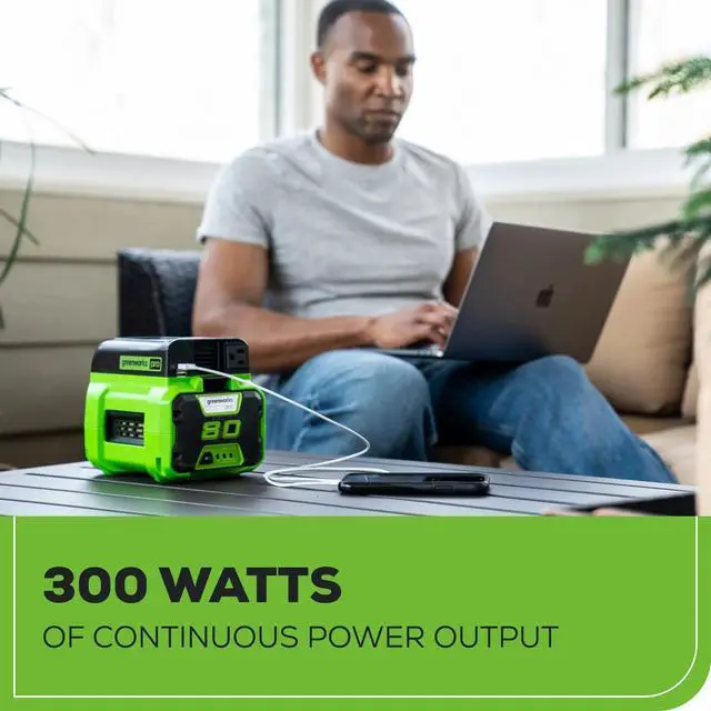 Alt view image 4 of 7 - Pro 80V (300 Watt) Power Inverter, 120V AC, for Charging Small Electronics, Smart Phones, Tablets, Small Televisions, Tool-Only, IV80A00