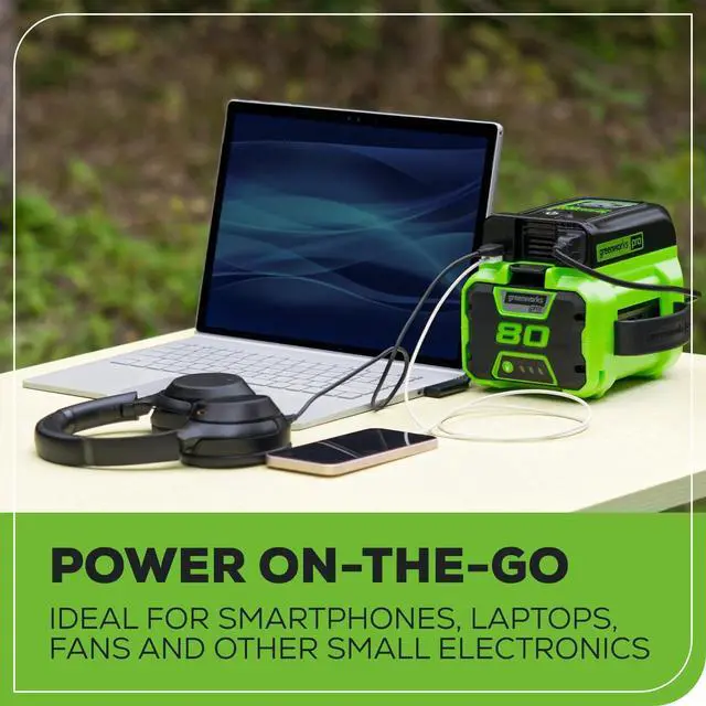 Alt view image 7 of 7 - Pro 80V (300 Watt) Power Inverter, 120V AC, for Charging Small Electronics, Smart Phones, Tablets, Small Televisions, Tool-Only, IV80A00