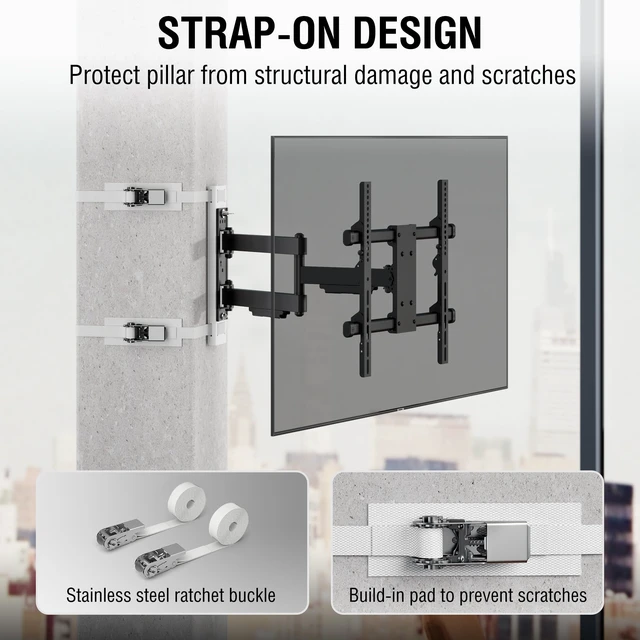 Alt view image 4 of 7 - 32"70" TVs Indoor Full Motion TV Mount Fits Large Pillars & Poles 8" & Up, No Drill Gazebo & Pergola TV Mount, VESA 400x400, Holds 80 lbs