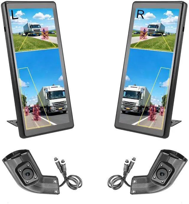 Main image of Dual Monitor Truck Camera System, 10.36" Touchable Split Screen + Left & Right Dual Rear View Angle 1080P Cameras with IP69K Waterproof Night Vision Wide Angle DVR Recording for RV Truck Trailer Bus