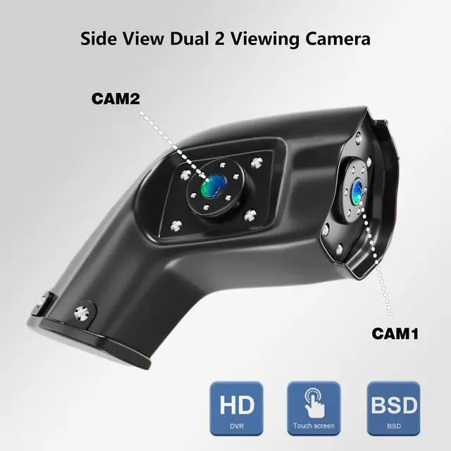 Alt view image 2 of 7 - Dual Monitor Truck Camera System, 10.36" Touchable Split Screen + Left & Right Dual Rear View Angle 1080P Cameras with IP69K Waterproof Night Vision Wide Angle DVR Recording for RV Truck Trailer Bus