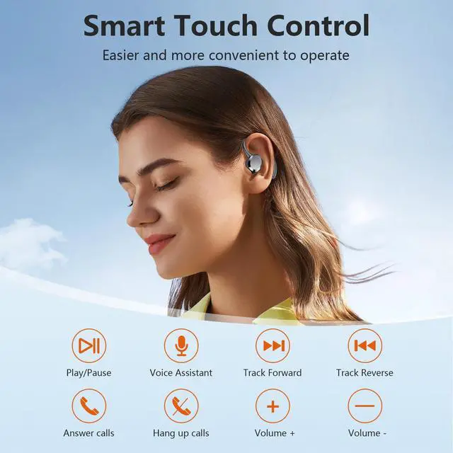 Alt view image 6 of 7 - Wireless Earbuds for iPhone, 2026 New Bluetooth 5.4 Sports Over Ear Earbuds, 68Hrs Playtime LED Display, IPX7 Waterproof Ear Buds, ENC Noise Cancelling Mic for Running/Workout
