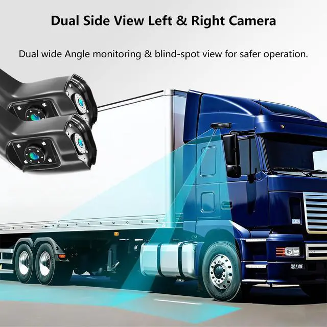 Alt view image 6 of 7 - Dual Monitor Truck Camera System, 10.36" Touchable Split Screen + Left & Right Dual Rear View Angle 1080P Cameras with IP69K Waterproof Night Vision Wide Angle DVR Recording for RV Truck Trailer Bus