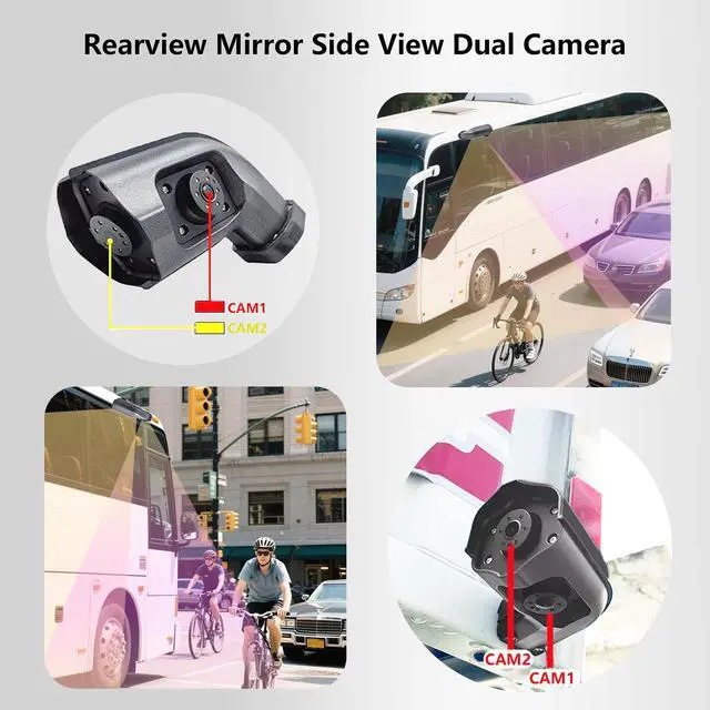 Alt view image 7 of 7 - Dual Monitor Truck Camera System, 10.36" Touchable Split Screen + Left & Right Dual Rear View Angle 1080P Cameras with IP69K Waterproof Night Vision Wide Angle DVR Recording for RV Truck Trailer Bus