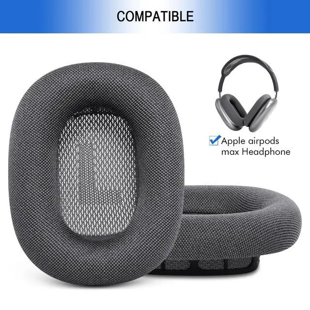 Alt view image 2 of 7 - Mesh Ear Cushions for Apple AirPods Max - Upgraded Ear Cup Covers for Airpods Max Headphones - Original Silicone Design Strong Magnet (Gray)