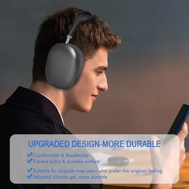 Alt view image 5 of 7 - Mesh Ear Cushions for Apple AirPods Max - Upgraded Ear Cup Covers for Airpods Max Headphones - Original Silicone Design Strong Magnet (Gray)