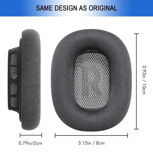 Alt view image 7 of 7 - Mesh Ear Cushions for Apple AirPods Max - Upgraded Ear Cup Covers for Airpods Max Headphones - Original Silicone Design Strong Magnet (Gray)