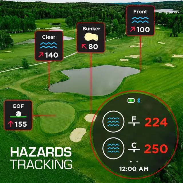 Alt view image 4 of 7 - Watch+ Golf GPS Watch LCD Touchscreen, Embedded GPS, 42,000+ Courses, Dynamic Pin Positioning, Performance Tracking Gir Fairways Putts, FCB Hazard Distances, Shot Tracker, Green View, IPX7 Waterproof