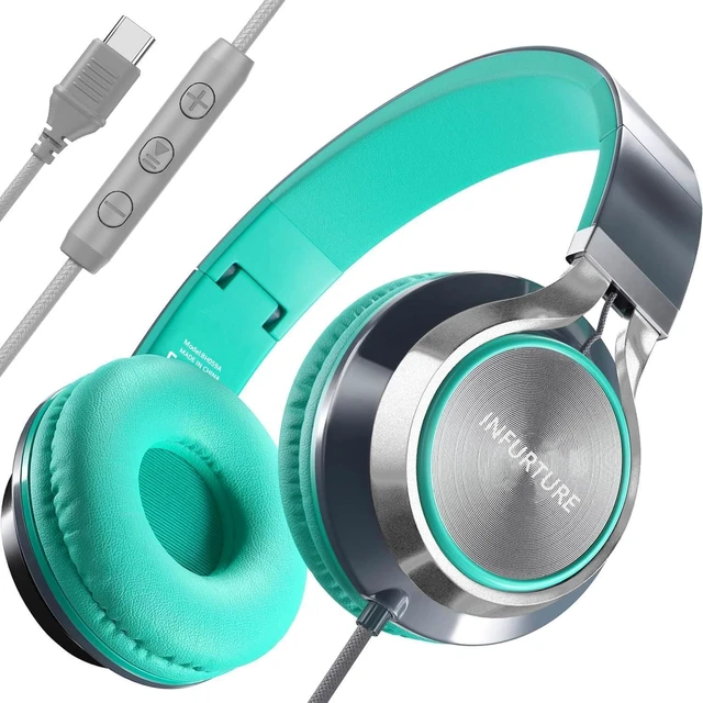 Main image of USB C Headphone for School & Adults Over-Ear Headphone with Mic Type-C Headphone, Adjustable Headband, Lightweight, Tangle-Free Cable. Ideal for iPhone 17/16/15/iPad/Students/Travellers