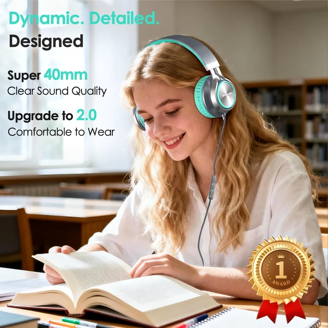 Alt view image 3 of 7 - USB C Headphone for School & Adults Over-Ear Headphone with Mic Type-C Headphone, Adjustable Headband, Lightweight, Tangle-Free Cable. Ideal for iPhone 17/16/15/iPad/Students/Travellers