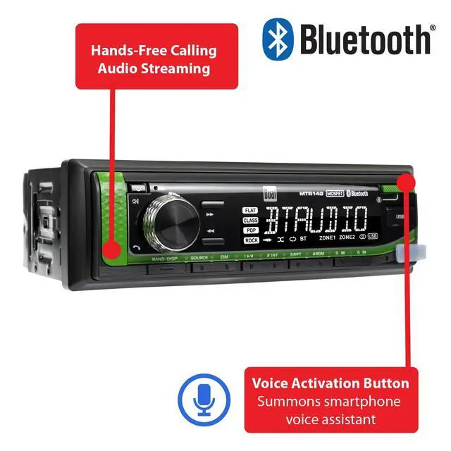 Alt view image 3 of 7 - TRJDR14G Tractor Radio for John Deere Bluetooth | Plug-n-play harness with headphone jack, also fits McCormick, JCB & Case IH, Bluetooth, USB port, weatherproof tractor radio