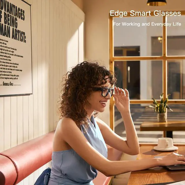 Alt view image 3 of 7 - Smart Glasses with 4K Camera 64GB, Bluetooth Speaker, Blue Light Blocking, Unisex Adult, Square, TR90 Frame, Polarized