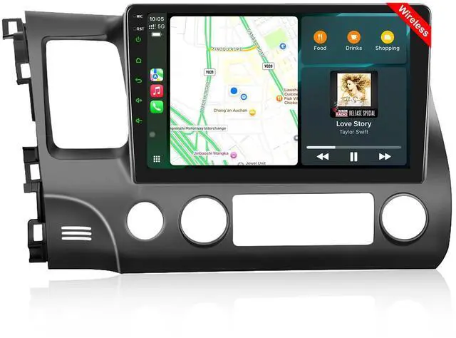 Main image of Car Stereo Radio for Honda Civic 2006 2007 2008 2009 2010 2011 with Wireless Carplay & Android Auto,10.1 Inch 1080P Touch Screen for Civic Radio with Bluetooth FM Mirror Link SWC No Camera