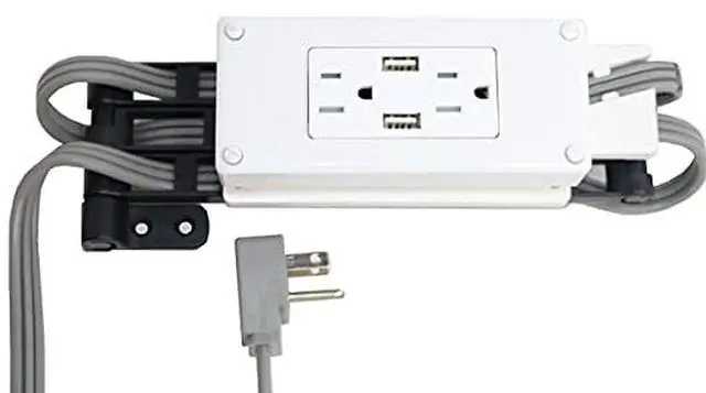 Main image of Compact (2) USB-A (2) 15 Amp in-Drawer Docking Station Outlet Plugs with Retractable Arm