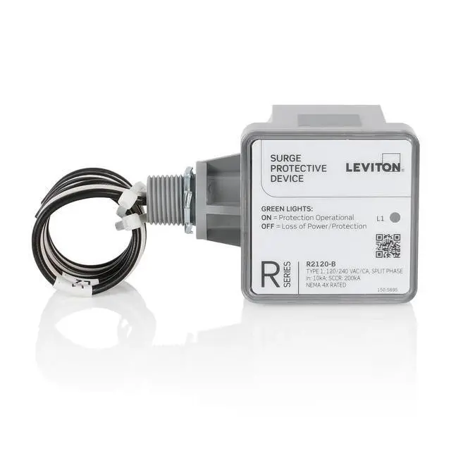 Alt view image 3 of 5 - Type 1 Surge Protective Panel, Residential Home Surge Protection, 120/240 VAC, Split Phase, 36kA per Phase, R2120-B SPD, Gray